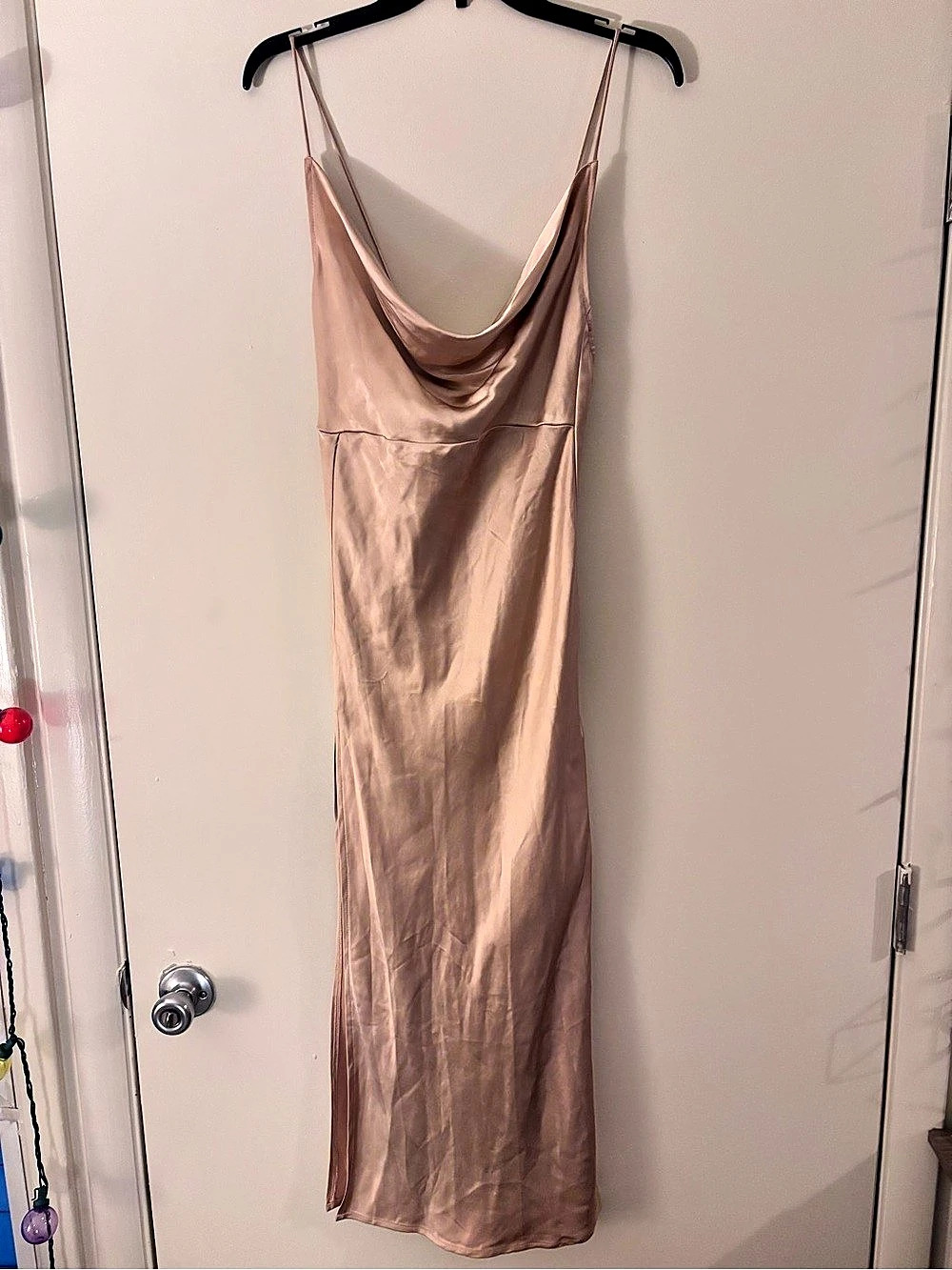Lioness Satin-Look Cowl Neck Maxi Dress in champagne Like New